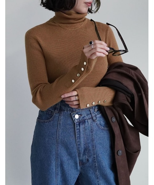 新品タグ✨ダイアグラム　ウールフレアワンピース　金ボタン　タートルネック 新品タグ✨ダイアグラム ウールフレアワンピース 金ボタン