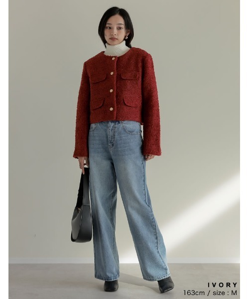 新品タグ✨ダイアグラム　ウールフレアワンピース　金ボタン　タートルネック 人気完売品✨ダイアグラム ウールニットフレアワンピース 金