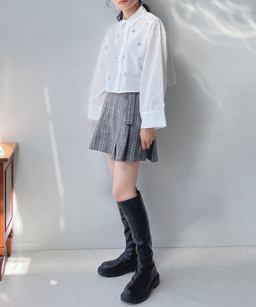 AS KNOW AS plus(アズノゥアズプラス)の「☆ベルト付き プリーツミニスカート セットアップ可能(スカート・レディース・グレー系その他/ベージュ系その他/その他・FREE)」の4枚目の写真