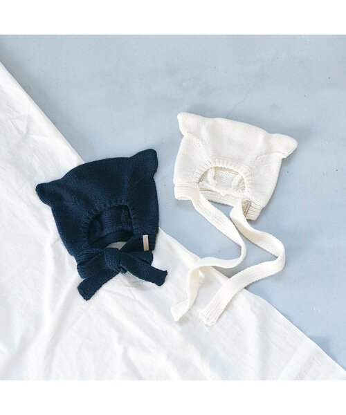 apres les cours(アプレレクール)の「ねこ耳ニット帽(その他ベビー用品・キッズ・ブラック/アイボリー・48)」の7枚目の写真