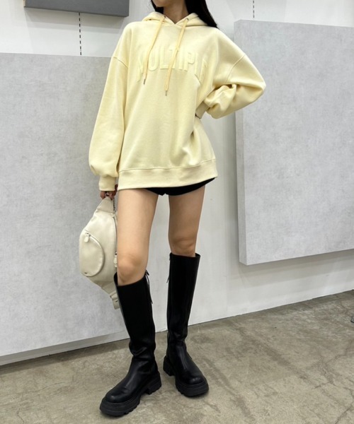 OLIVE des OLIVE（オリーブデオリーブ）の「ラメプリントチュニックパーカー　1032060220（パーカー・レディース・イエロー/チャコールグレー/オフホワイト/ブラック/サックスブルー・FREE）」の16枚目の写真