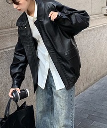 LYEON | ビッグシルエットフェイクレザージャケット/ルーズブルゾン(ブルゾン)