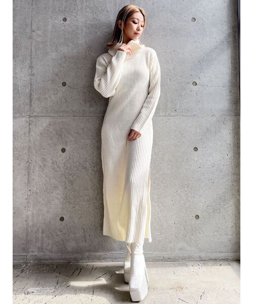 GYDA（ジェイダ）の「ルーズロングニットワンピース（ワンピース・レディース・アイボリー/ブラック・FREE）」の15枚目の写真