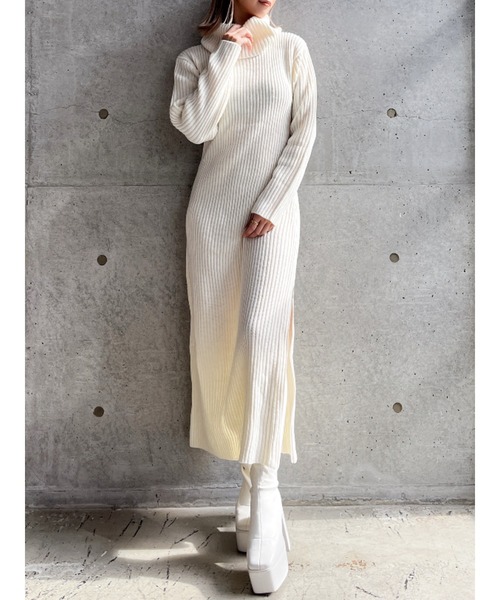 GYDA（ジェイダ）の「ルーズロングニットワンピース（ワンピース・レディース・アイボリー/ブラック・FREE）」の2枚目の写真