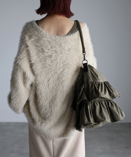 GUSCIO(グッシオ)の「【グッシオベーシック】フリルショルダーバッグ 2WAY 巾着(ショルダーバッグ・レディース・ベージュ/カーキ/ブラック・FREE)」の6枚目の写真