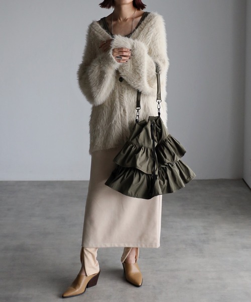 GUSCIO(グッシオ)の「【グッシオベーシック】フリルショルダーバッグ 2WAY 巾着(ショルダーバッグ・レディース・ベージュ/カーキ/ブラック・FREE)」の8枚目の写真