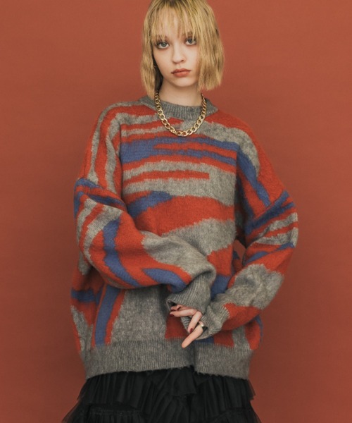 casane(カサネ)の「ヘアリースパイラルニット(ニット/セーター・レディース・ベージュ/グレー・FREE)」の13枚目の写真