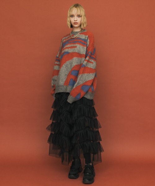 casane(カサネ)の「ヘアリースパイラルニット(ニット/セーター・レディース・ベージュ/グレー・FREE)」の6枚目の写真