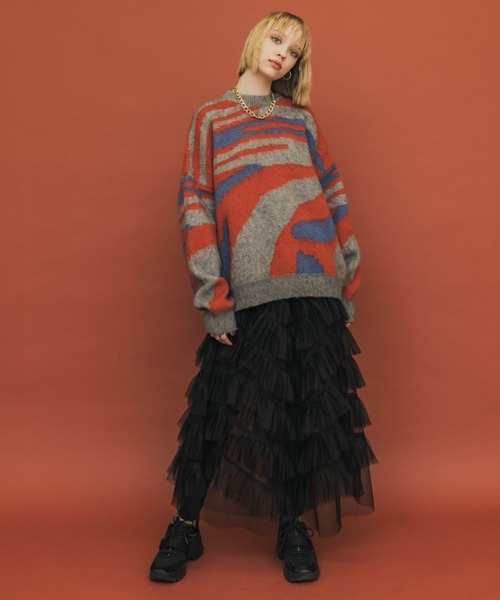 casane(カサネ)の「ヘアリースパイラルニット(ニット/セーター・レディース・ベージュ/グレー・FREE)」の8枚目の写真