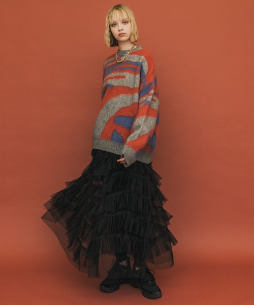 casane(カサネ)の「ヘアリースパイラルニット(ニット/セーター・レディース・ベージュ/グレー・FREE)」の9枚目の写真