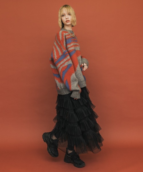 casane(カサネ)の「ヘアリースパイラルニット(ニット/セーター・レディース・ベージュ/グレー・FREE)」の10枚目の写真