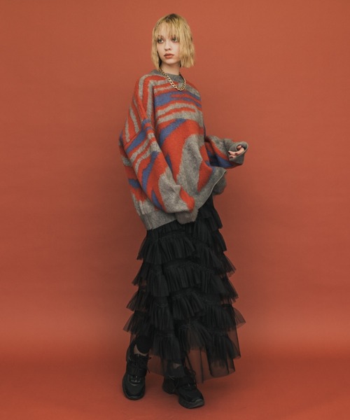 casane(カサネ)の「ヘアリースパイラルニット(ニット/セーター・レディース・ベージュ/グレー・FREE)」の7枚目の写真