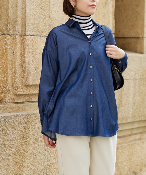 Chez toi（シェトワ）の「BACKタックフレアSHチュニック（シャツ/ブラウス・レディース・オフホワイト/ネイビー/ブラック・FREE）」の7枚目の写真