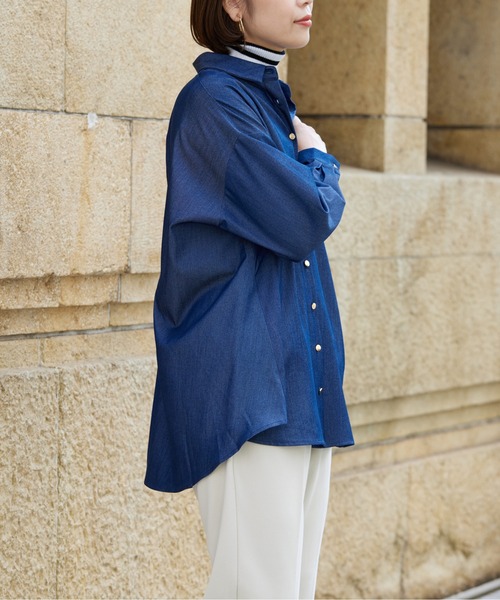 Chez toi（シェトワ）の「BACKタックフレアSHチュニック（シャツ/ブラウス・レディース・オフホワイト/ネイビー/ブラック・FREE）」の9枚目の写真