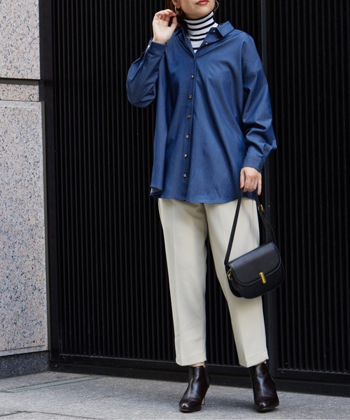 Chez toi（シェトワ）の「BACKタックフレアSHチュニック（シャツ/ブラウス・レディース・オフホワイト/ネイビー/ブラック・FREE）」の13枚目の写真