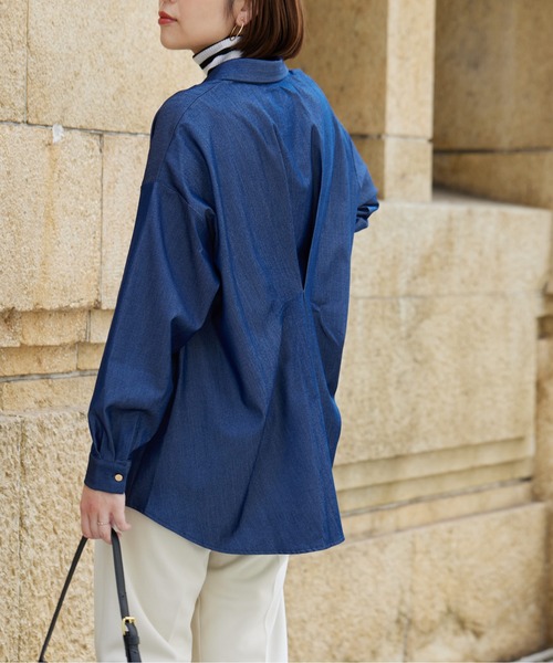 Chez toi（シェトワ）の「BACKタックフレアSHチュニック（シャツ/ブラウス・レディース・オフホワイト/ネイビー/ブラック・FREE）」の8枚目の写真