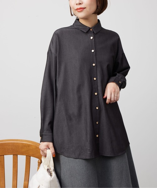 Chez toi（シェトワ）の「BACKタックフレアSHチュニック（シャツ/ブラウス・レディース・オフホワイト/ネイビー/ブラック・FREE）」の18枚目の写真