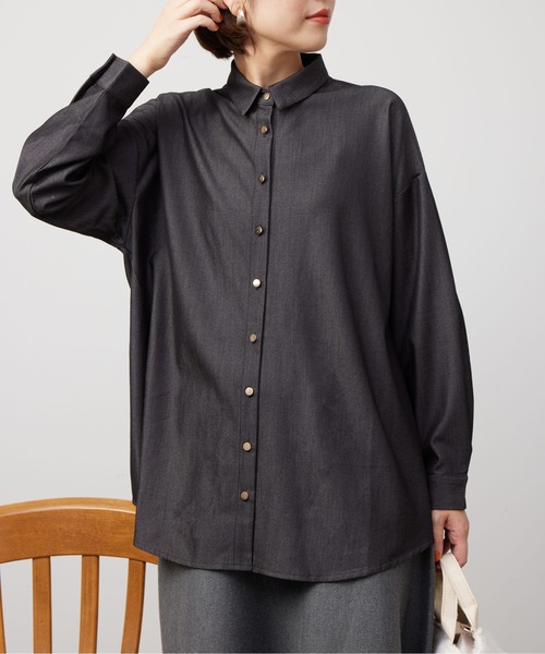 Chez toi（シェトワ）の「BACKタックフレアSHチュニック（シャツ/ブラウス・レディース・オフホワイト/ネイビー/ブラック・FREE）」の19枚目の写真