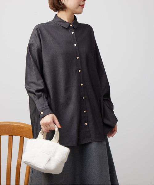 Chez toi（シェトワ）の「BACKタックフレアSHチュニック（シャツ/ブラウス・レディース・オフホワイト/ネイビー/ブラック・FREE）」の20枚目の写真