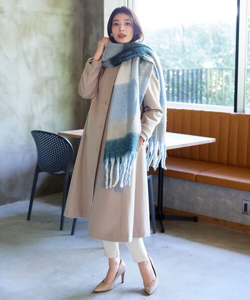 大判チェックシャギーマフラー（マフラー）｜Tiaclasse（ティア