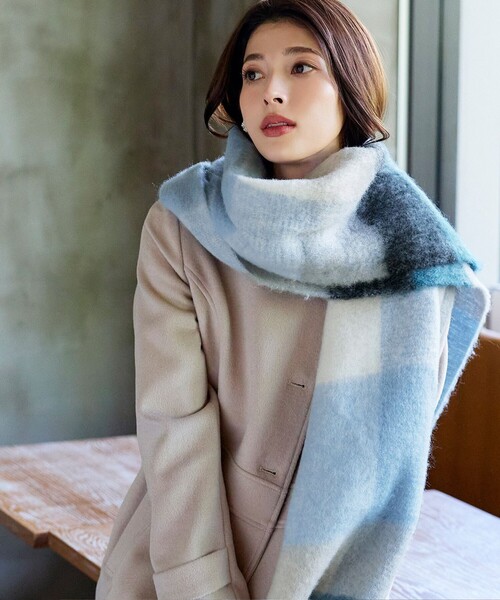 大判チェックシャギーマフラー（マフラー）｜Tiaclasse（ティア