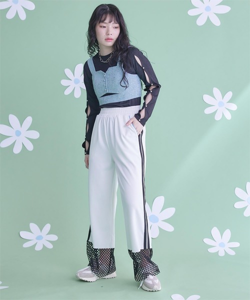 miette(ミエット)の「フロントカットスパンコールツイードビスチェ(キャミソール・レディース・ピンク/ブラック/ライトブルー・FREE)」の8枚目の写真