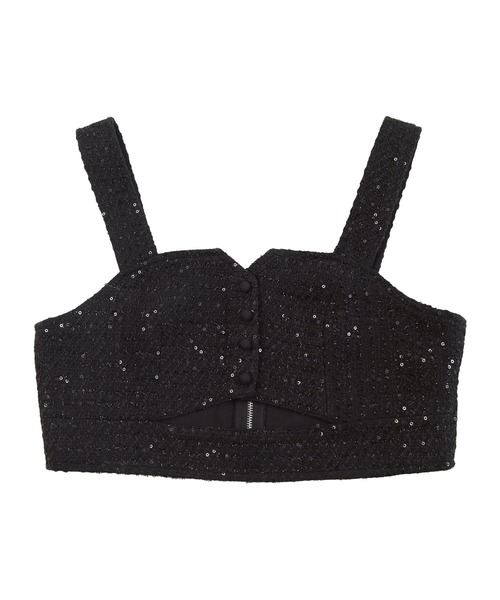 miette(ミエット)の「フロントカットスパンコールツイードビスチェ(キャミソール・レディース・ピンク/ブラック/ライトブルー・FREE)」の12枚目の写真