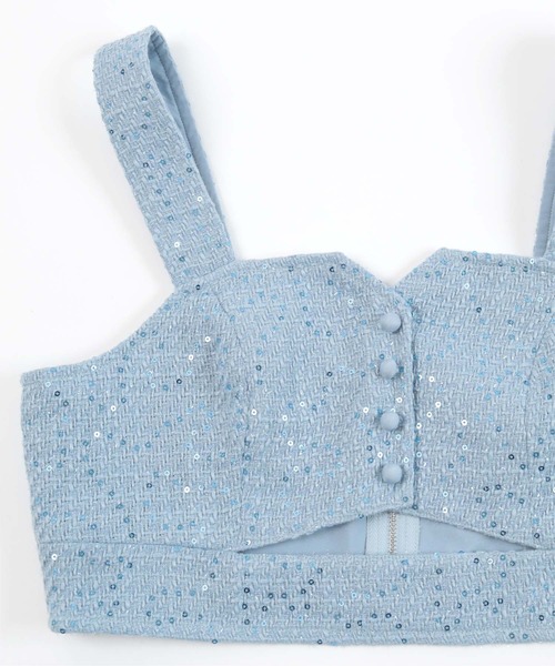 miette(ミエット)の「フロントカットスパンコールツイードビスチェ(キャミソール・レディース・ピンク/ブラック/ライトブルー・FREE)」の15枚目の写真