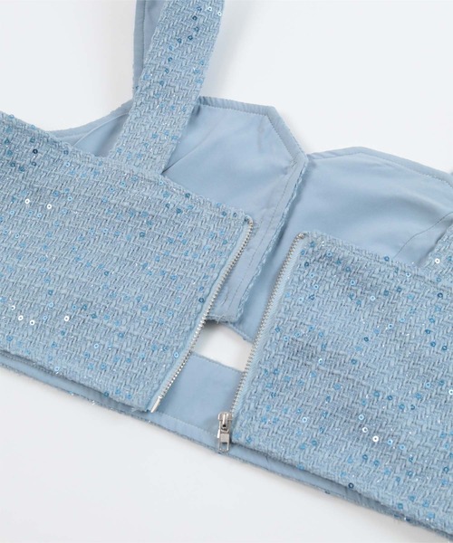 miette(ミエット)の「フロントカットスパンコールツイードビスチェ(キャミソール・レディース・ピンク/ブラック/ライトブルー・FREE)」の17枚目の写真