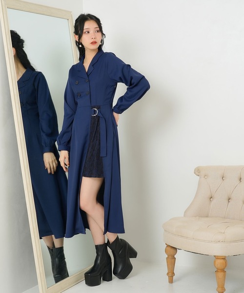 Newlyme(ニューリーミー)の「レーススリットレイヤードワンピース(ワンピース・レディース・ホワイト/ブラック/ネイビー/ブルー・XX-LARGE/X-LARGE/LARGE/MEDIUM/SMALL)」の18枚目の写真