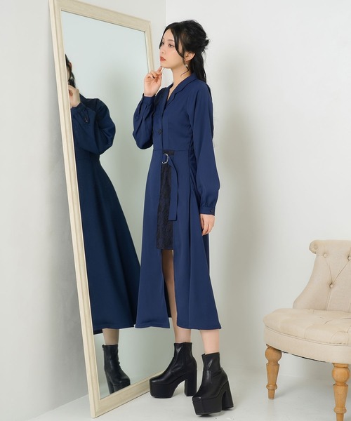 Newlyme(ニューリーミー)の「レーススリットレイヤードワンピース(ワンピース・レディース・ホワイト/ブラック/ネイビー/ブルー・XX-LARGE/X-LARGE/LARGE/MEDIUM/SMALL)」の22枚目の写真