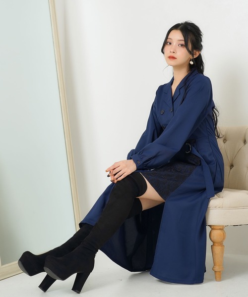 Newlyme(ニューリーミー)の「レーススリットレイヤードワンピース(ワンピース・レディース・ホワイト/ブラック/ネイビー/ブルー・XX-LARGE/X-LARGE/LARGE/MEDIUM/SMALL)」の11枚目の写真