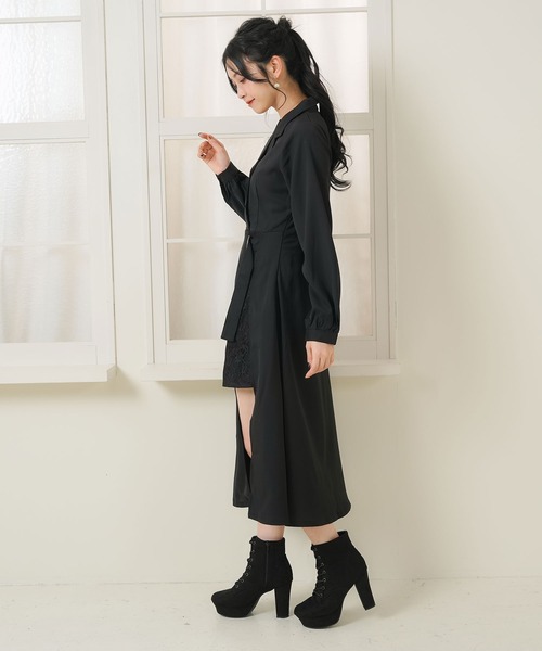 Newlyme(ニューリーミー)の「レーススリットレイヤードワンピース(ワンピース・レディース・ホワイト/ブラック/ネイビー/ブルー・XX-LARGE/X-LARGE/LARGE/MEDIUM/SMALL)」の13枚目の写真