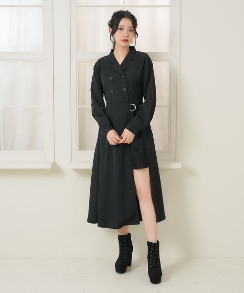 Newlyme(ニューリーミー)の「レーススリットレイヤードワンピース(ワンピース・レディース・ホワイト/ブラック/ネイビー/ブルー・XX-LARGE/X-LARGE/LARGE/MEDIUM/SMALL)」の15枚目の写真