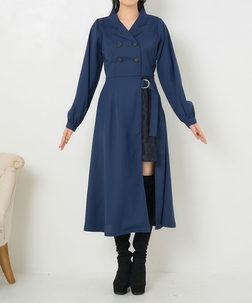 Newlyme(ニューリーミー)の「レーススリットレイヤードワンピース(ワンピース・レディース・ホワイト/ブラック/ネイビー/ブルー・XX-LARGE/X-LARGE/LARGE/MEDIUM/SMALL)」の16枚目の写真