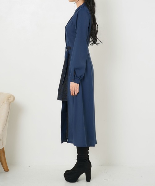 Newlyme(ニューリーミー)の「レーススリットレイヤードワンピース(ワンピース・レディース・ホワイト/ブラック/ネイビー/ブルー・XX-LARGE/X-LARGE/LARGE/MEDIUM/SMALL)」の6枚目の写真