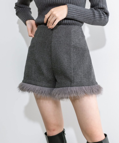 OLIVE des OLIVE(オリーブデオリーブ)の「little orun ふわカワショートパンツ 1032180110(その他パンツ・レディース・ブラック/チャコールグレー・FREE)」の2枚目の写真