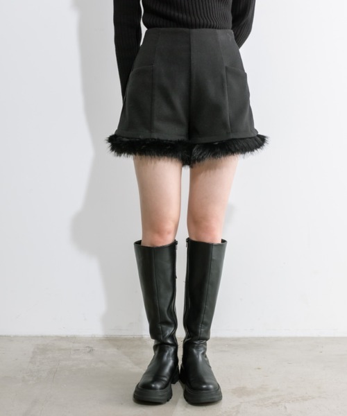 OLIVE des OLIVE(オリーブデオリーブ)の「little orun ふわカワショートパンツ 1032180110(その他パンツ・レディース・ブラック/チャコールグレー・FREE)」の1枚目の写真