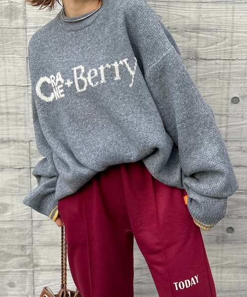 mi via loca（ミヴィアロカ）の「クランベリーロゴ ジャガードニット（ニット/セーター・レディース・グレー/アイボリー/オレンジ・FREE）」の15枚目の写真