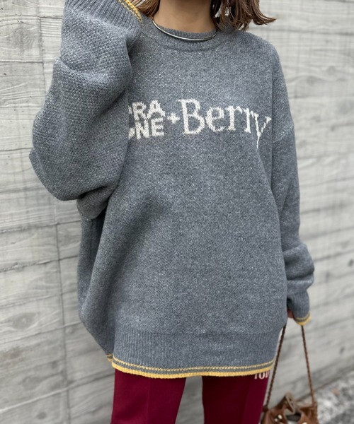 mi via loca（ミヴィアロカ）の「クランベリーロゴ ジャガードニット（ニット/セーター・レディース・グレー/アイボリー/オレンジ・FREE）」の19枚目の写真