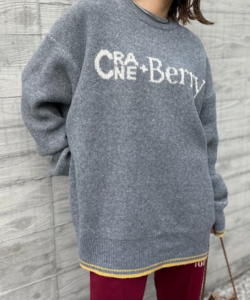 mi via loca（ミヴィアロカ）の「クランベリーロゴ ジャガードニット（ニット/セーター・レディース・グレー/アイボリー/オレンジ・FREE）」の20枚目の写真