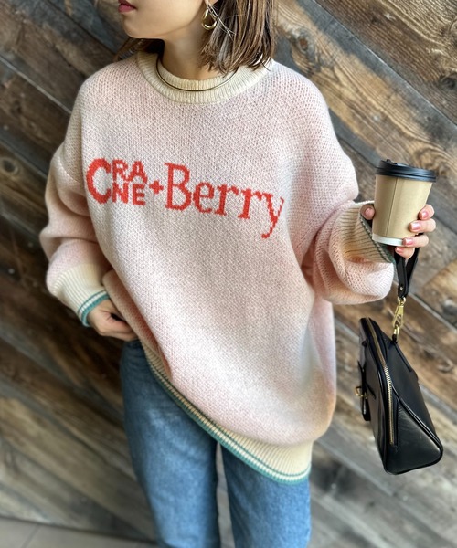 mi via loca（ミヴィアロカ）の「クランベリーロゴ ジャガードニット（ニット/セーター・レディース・グレー/アイボリー/オレンジ・FREE）」の8枚目の写真