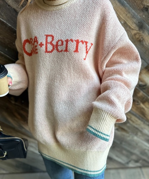 mi via loca（ミヴィアロカ）の「クランベリーロゴ ジャガードニット（ニット/セーター・レディース・グレー/アイボリー/オレンジ・FREE）」の9枚目の写真