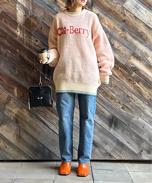 mi via loca（ミヴィアロカ）の「クランベリーロゴ ジャガードニット（ニット/セーター・レディース・グレー/アイボリー/オレンジ・FREE）」の10枚目の写真