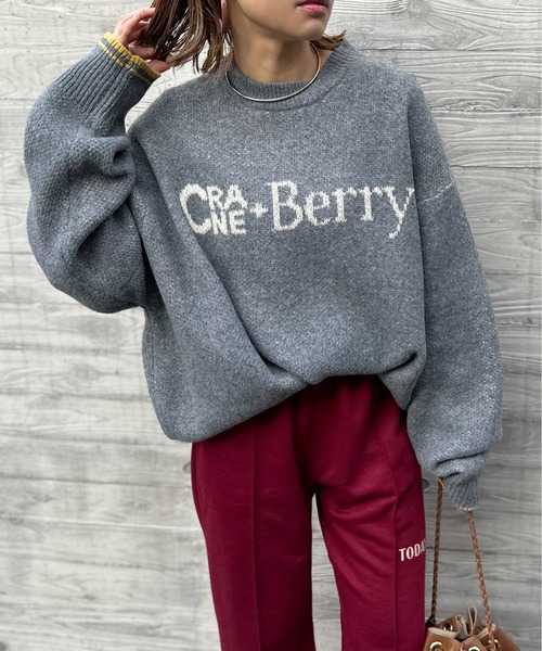 mi via loca（ミヴィアロカ）の「クランベリーロゴ ジャガードニット（ニット/セーター・レディース・グレー/アイボリー/オレンジ・FREE）」の14枚目の写真