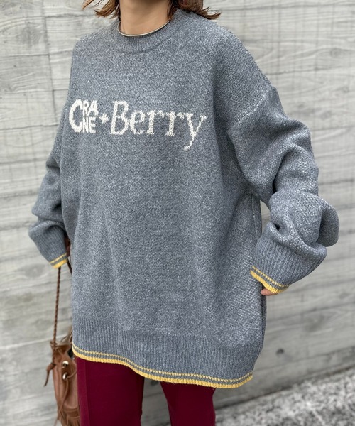 mi via loca（ミヴィアロカ）の「クランベリーロゴ ジャガードニット（ニット/セーター・レディース・グレー/アイボリー/オレンジ・FREE）」の17枚目の写真