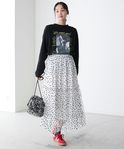 Wear Moi フロッキーチュール トップス スカートセット フロッキープリントチュールTOPS(M BLUE): トップス｜PMbox P&M