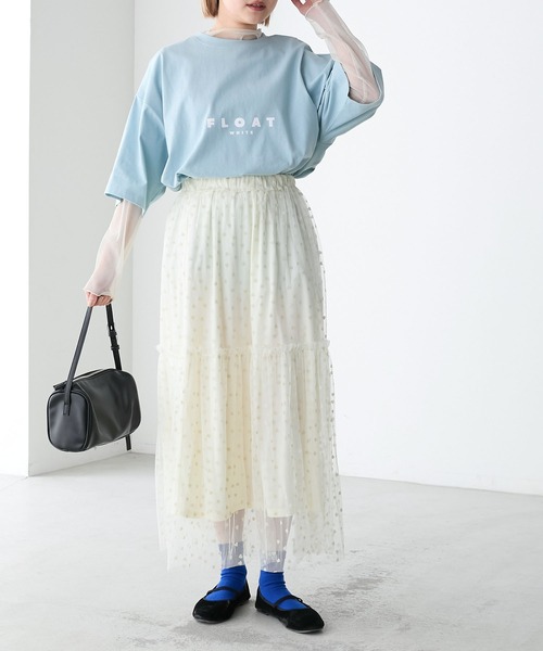 Wear Moi フロッキーチュール トップス スカートセット フロッキー ドット チュール セットアップ