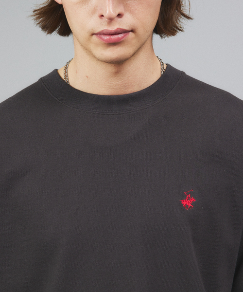 BEVERLY HILLS POLO CLUB（ビバリーヒルズポロクラブ）の「【BEVERLY HILLS POLO CLUB/ビバリーヒルズポロクラブ 】ロゴ ワンポイント刺繍 ビンテージ 鹿の子クルー半袖Tシャツ（Tシャツ/カットソー・メンズ・ネイビー/スミクロ/ライム/オフホワイト・M/L/XL）」の8枚目の写真