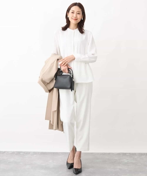 MK MICHEL KLEIN（エムケーミッシェルクラン）の「ピンタックデザインブラウス/洗える（シャツ/ブラウス・レディース・ネイビー/ホワイト・38）」の6枚目の写真